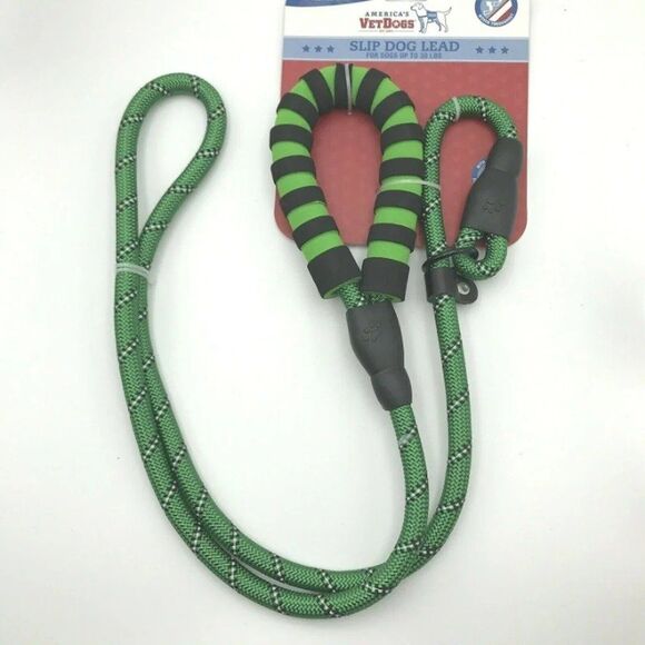 America’s Vet Dogs Slip Dog Lead Up To 30 Lbs Green/Black- NEW - Picture 1 of 6